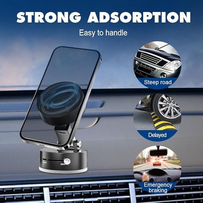 Vacuum Magnetic Suction Phone Holder – 360° Rotating Foldable Stand for All Smartphones | Strong Magnetic Mount (Pack of 1)