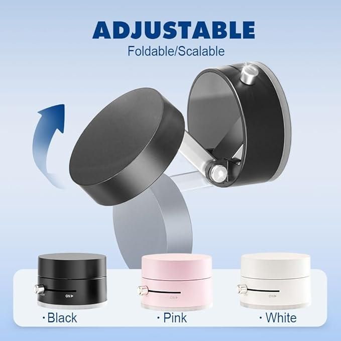Retractable and foldable mobile stand with powerful magnetic grip for desk or dashboard use