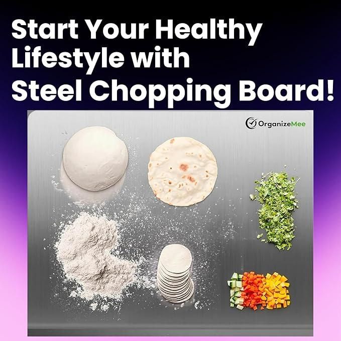 Hygienic Stainless Steel Chopping Board – Rust-Free, Easy to Clean (35x31cm)