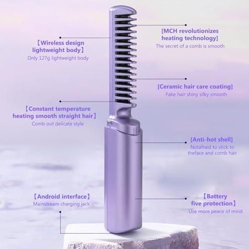 Three-sided heated hair brush with ceramic-coated bristles and anti-burn safety shell for smooth styling
