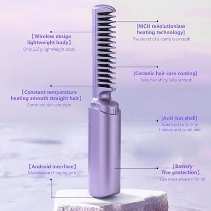 Three-sided heated hair brush with ceramic-coated bristles and anti-burn safety shell for smooth styling